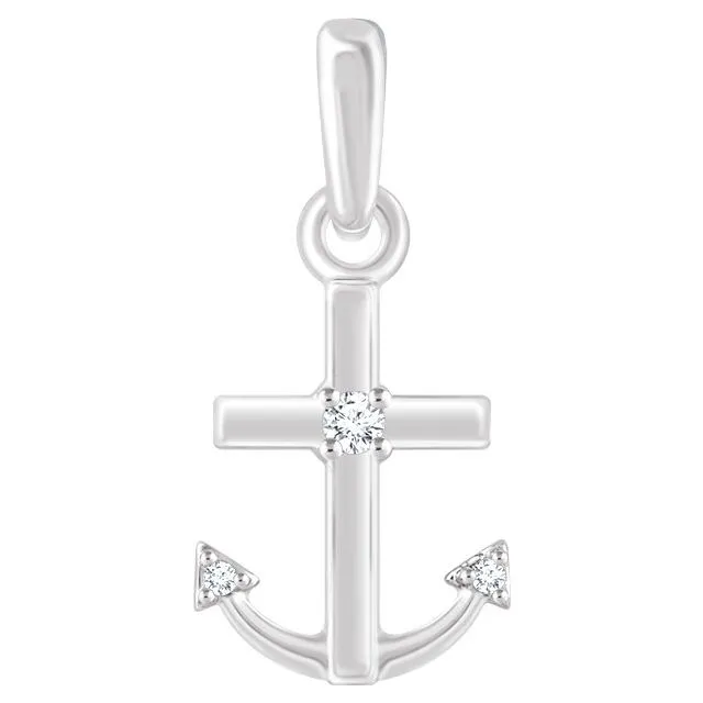 Necklaces TreasureFineJewelers 14K White Gold 03 CTW Natural Diamond Anchor Pendant Necklaces TreasureFineJewelers 14K White Gold 03 CTW Natural Diamond Anchor Pendant