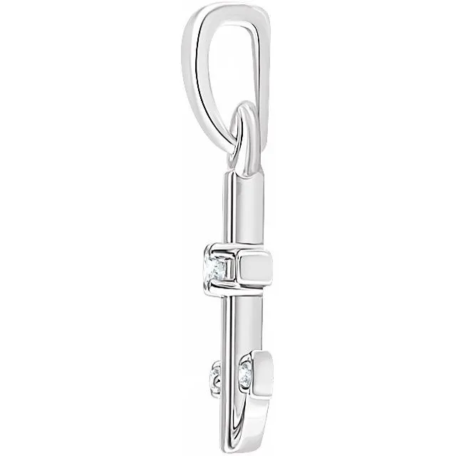 Necklaces TreasureFineJewelers 14K White Gold 03 CTW Natural Diamond Anchor Pendant