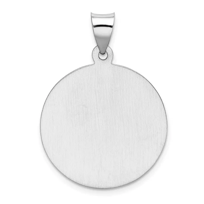 Necklaces TreasureFineJewelers 14k White Gold PolishedSatin St Christopher Medal Hollow Pendant