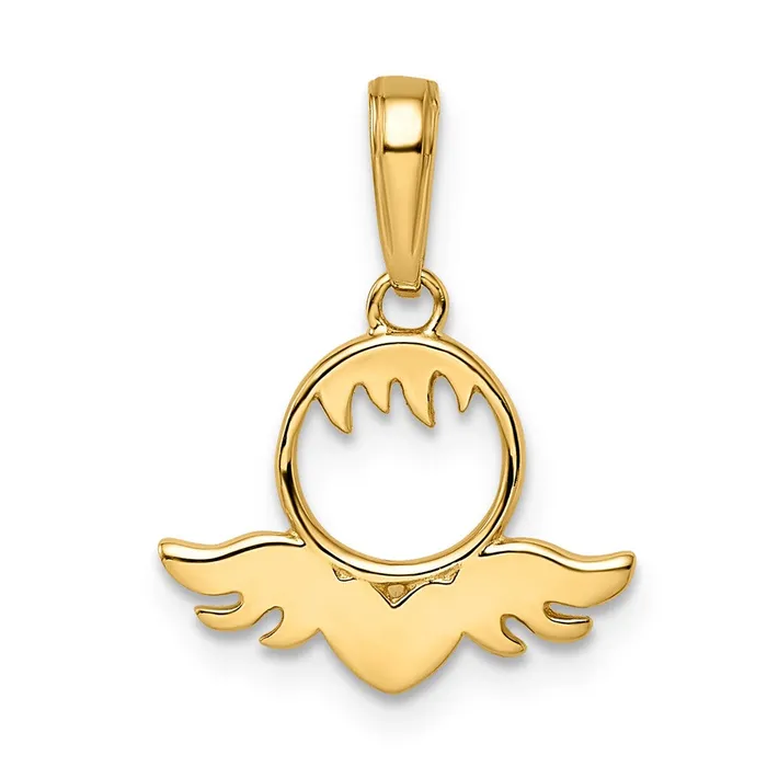 Necklaces TreasureFineJewelers 14k White Rhodium DC Heart Wings Pendant