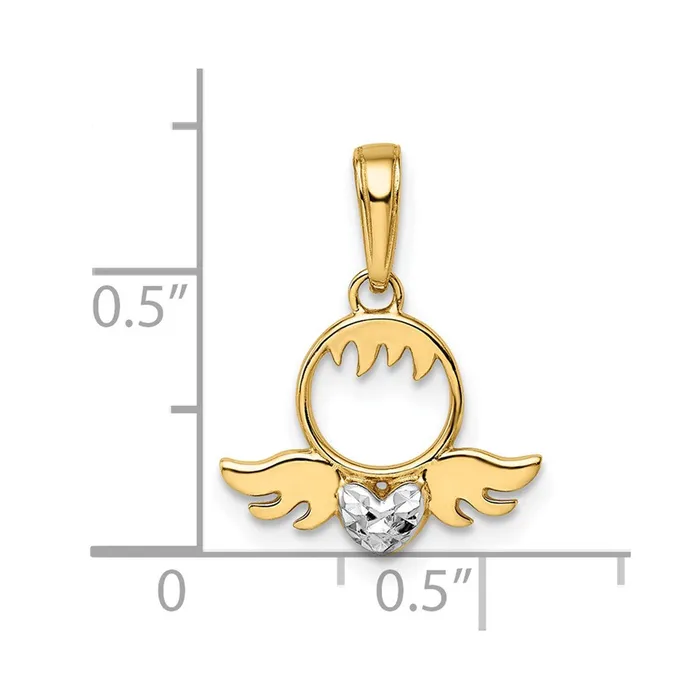 Necklaces TreasureFineJewelers 14k White Rhodium DC Heart Wings Pendant