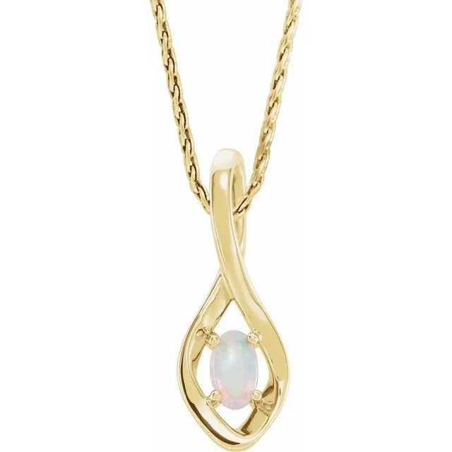 Necklaces TreasureFineJewelers 14K Yellow Freeform Opal 1618 Necklace