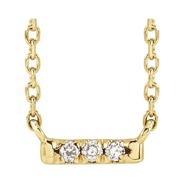 Necklaces TreasureFineJewelers 14K Yellow Gold 03 CTW Natural Diamond FrenchSet Bar 18 Necklace Necklaces TreasureFineJewelers 14K Yellow Gold 03 CTW Natural Diamond FrenchSet Bar 18 Necklace