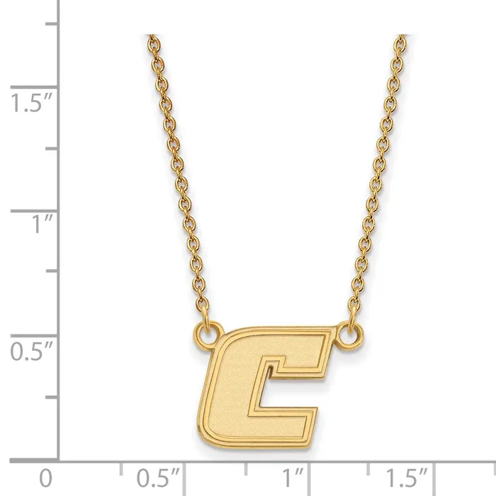 Necklaces TreasureFineJewelers Sterling Silver Goldplated University of Tennessee at Chattanooga Letter C Small Pendant 18 inch Necklace