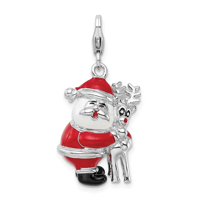Rings Sterling Silver Amore La Vita Rhodpl 3D Enameled Santa Reindeer Charm TreasureFineJewelers Rings Sterling Silver Amore La Vita Rhodpl 3D Enameled Santa Reindeer Charm TreasureFineJewelers