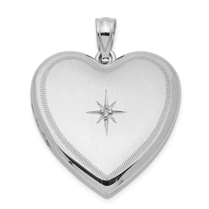 Rings Sterling Silver Rhodiumplated Diamond 24mm DC Heart Locket TreasureFineJewelers Rings Sterling Silver Rhodiumplated Diamond 24mm DC Heart Locket TreasureFineJewelers