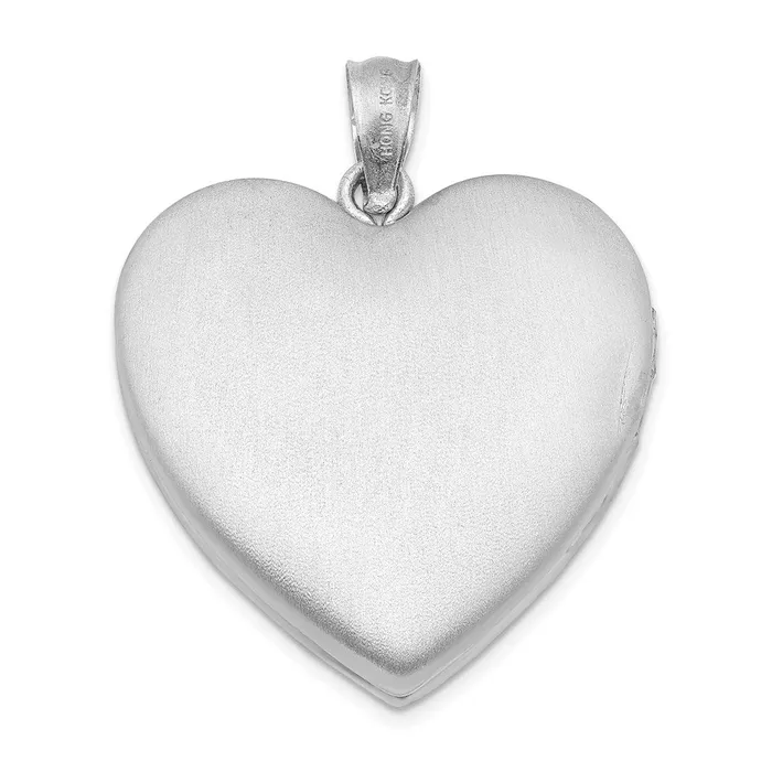 Rings Sterling Silver Rhodiumplated Diamond 24mm DC Heart Locket TreasureFineJewelers