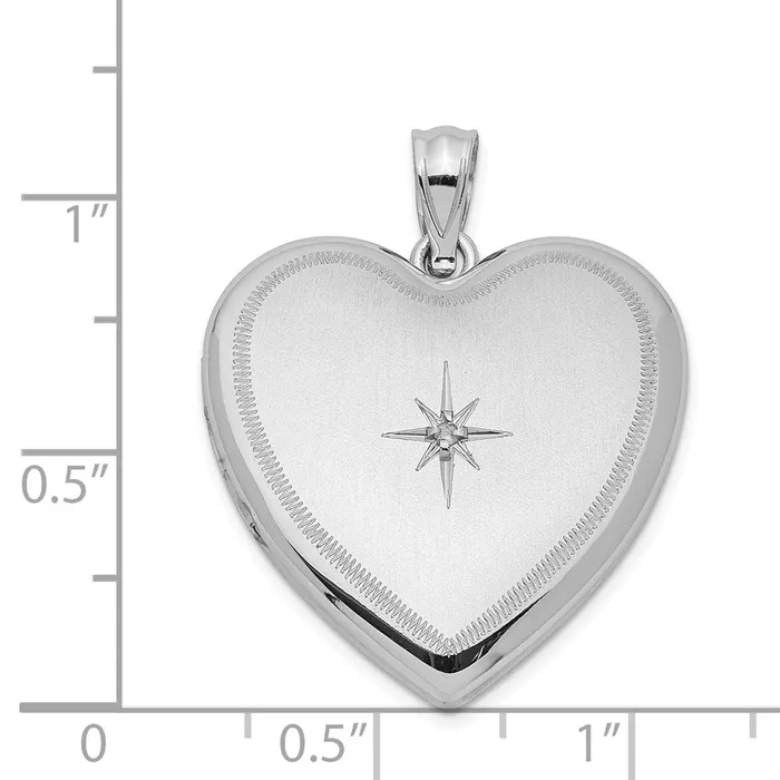Rings Sterling Silver Rhodiumplated Diamond 24mm DC Heart Locket TreasureFineJewelers
