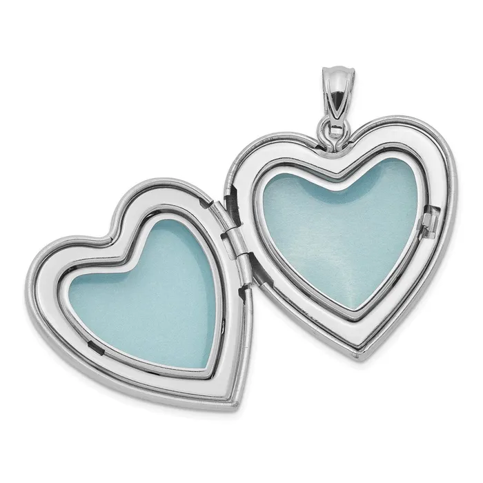Rings Sterling Silver Rhodiumplated Diamond 24mm DC Heart Locket TreasureFineJewelers