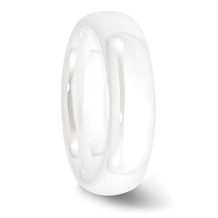 Rings TreasureFineJewelers Ceramic White 6mm Polished Band