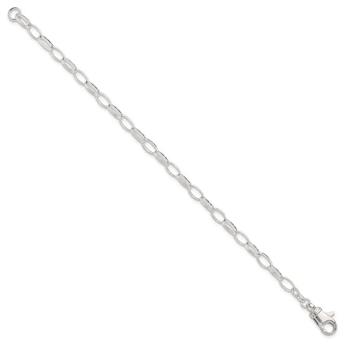 Rings TreasureFineJewelers Sterling Silver 10 inch Solid Polished Fancy Link Anklet