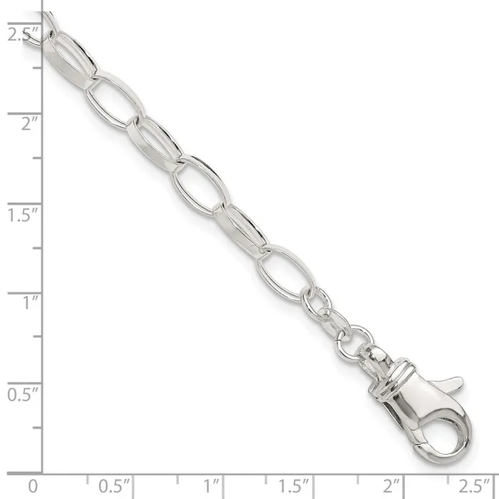 Rings TreasureFineJewelers Sterling Silver 10 inch Solid Polished Fancy Link Anklet