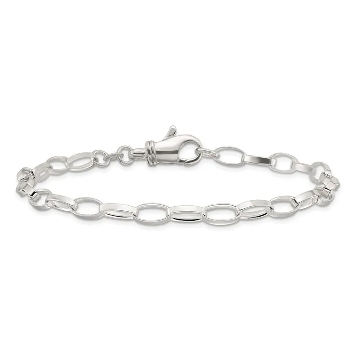 Rings TreasureFineJewelers Sterling Silver 10 inch Solid Polished Fancy Link Anklet