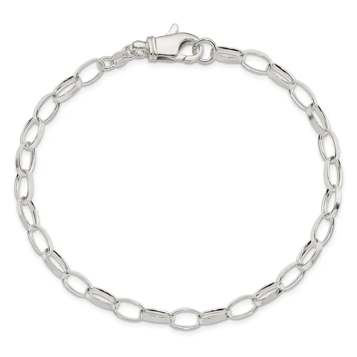Rings TreasureFineJewelers Sterling Silver 10 inch Solid Polished Fancy Link Anklet