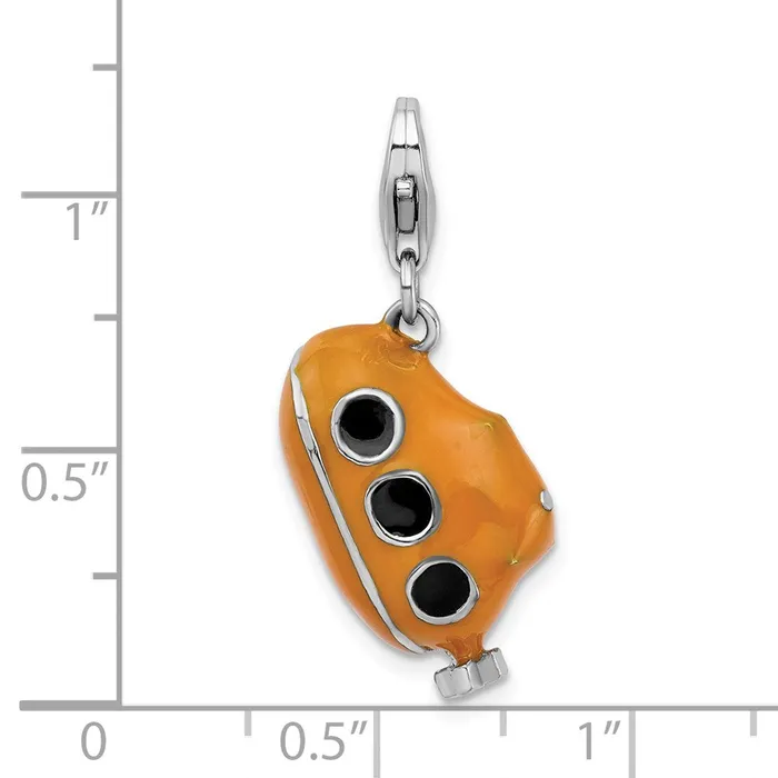 Rings TreasureFineJewelers Sterling Silver Amore La Vita Rhodiumpl 3D Enameled Submarine Charm