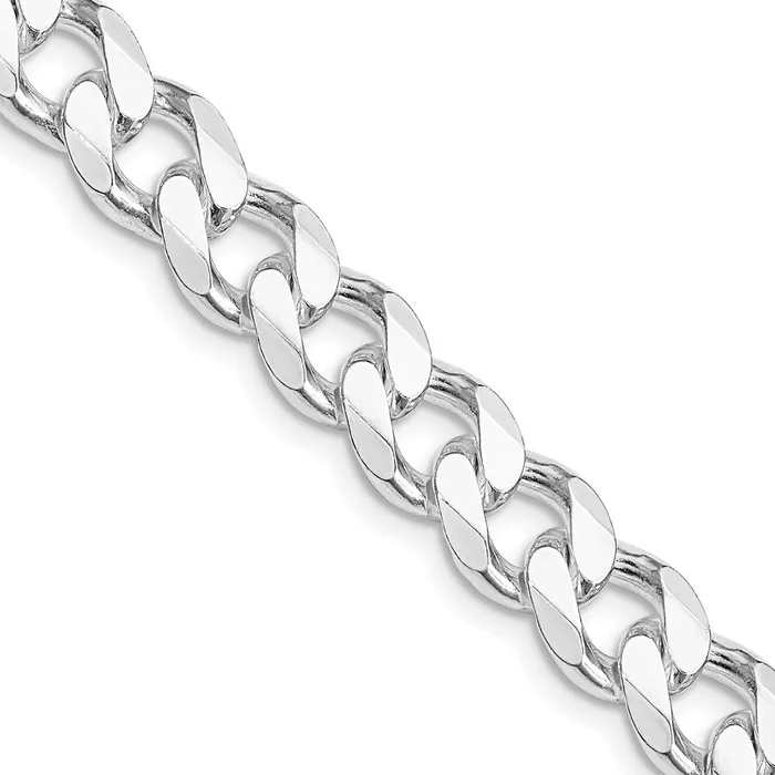Rings TreasureFineJewelers Sterling Silver Rhodiumplated 9mm Curb Chain