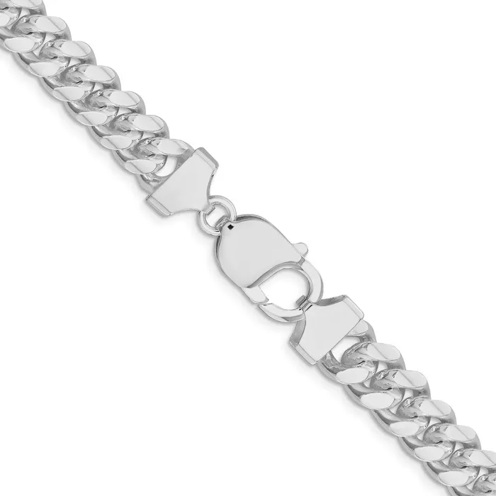 Rings TreasureFineJewelers Sterling Silver Rhodiumplated 9mm Curb Chain