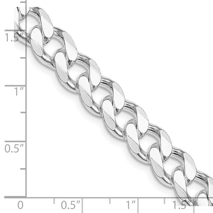 Rings TreasureFineJewelers Sterling Silver Rhodiumplated 9mm Curb Chain