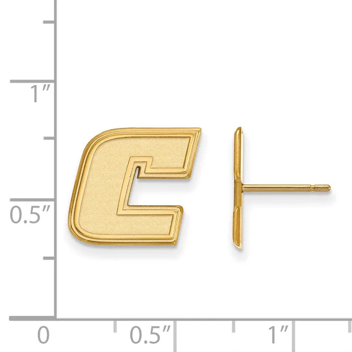Sterling Silver Goldplated University of Tennessee at Chattanooga Letter C Small Post Earrings TreasureFineJewelers Earrings