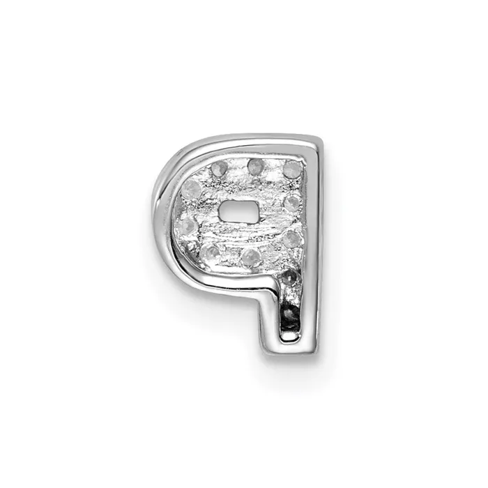 Sterling Silver Rhodiumplated CZ Letter P Initial Slide Charm TreasureFineJewelers Necklaces