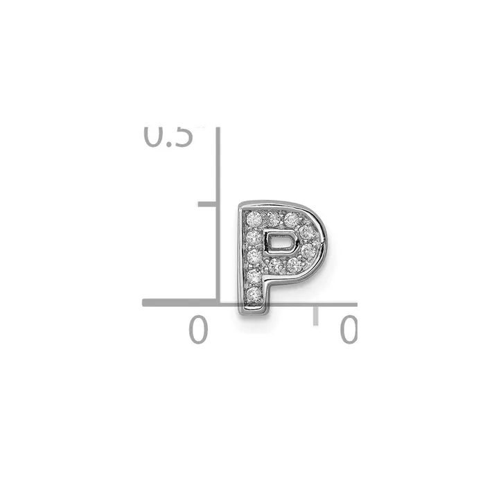 Sterling Silver Rhodiumplated CZ Letter P Initial Slide Charm TreasureFineJewelers Necklaces