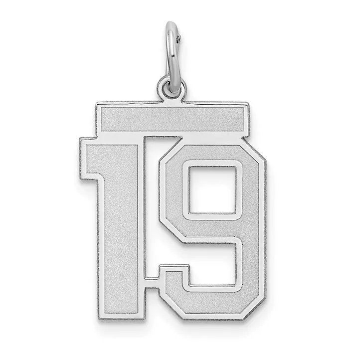 Sterling SilverRhodiumplated Satin Number 19 Charm TreasureFineJewelers Rings Sterling SilverRhodiumplated Satin Number 19 Charm TreasureFineJewelers Rings