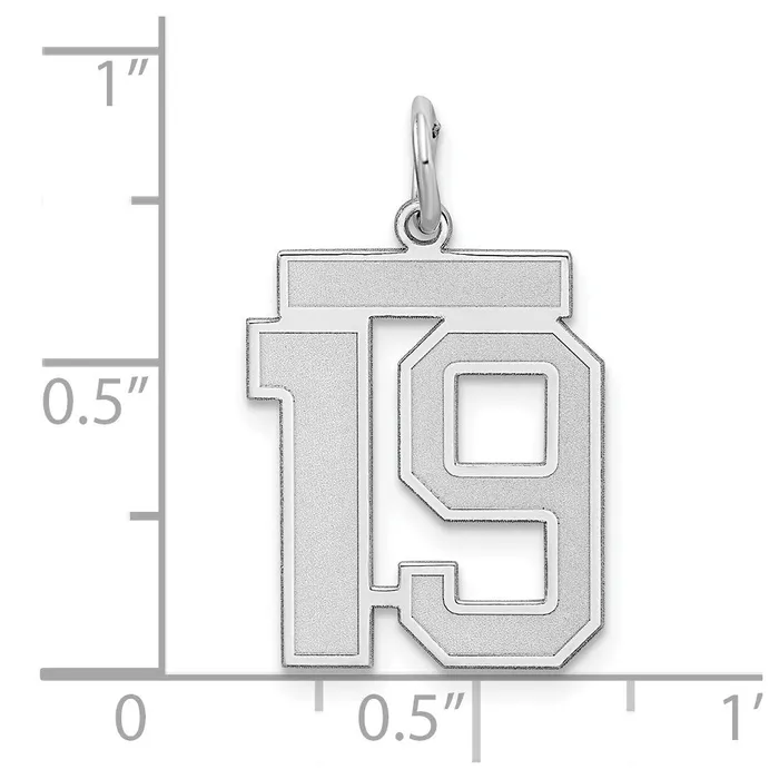 Sterling SilverRhodiumplated Satin Number 19 Charm TreasureFineJewelers Rings