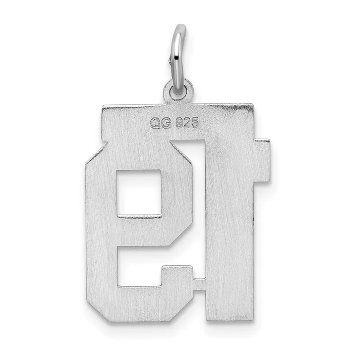 Sterling SilverRhodiumplated Satin Number 19 Charm TreasureFineJewelers Rings