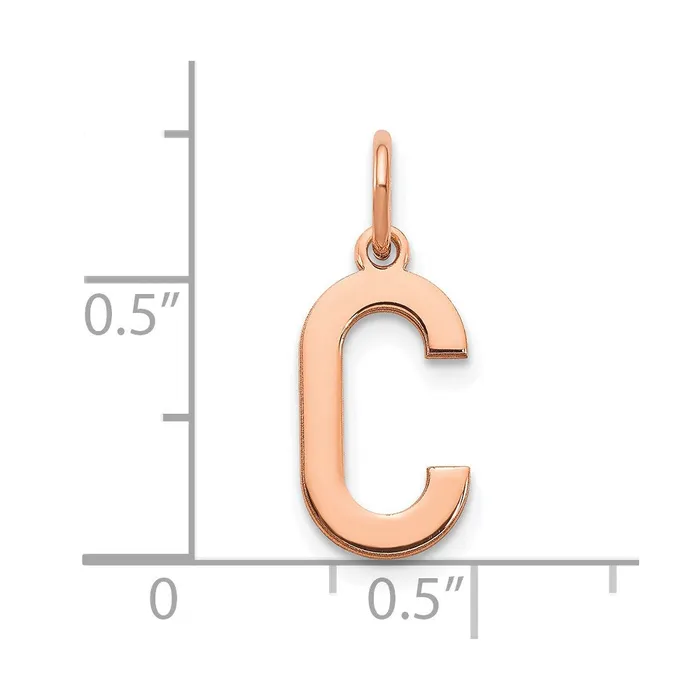 Sterling Silver Roseplated Letter C Initial Pendant TreasureFineJewelers Necklaces