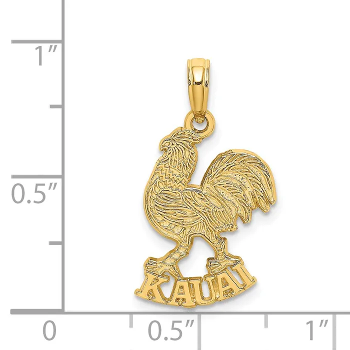 TreasureFineJewelers 14K KAUAI Rooster Charm Charm Necklaces