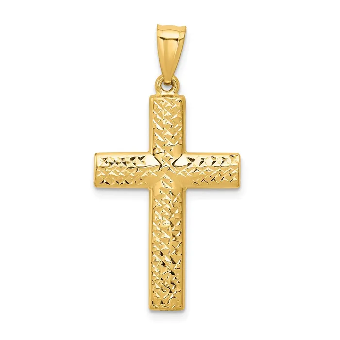 TreasureFineJewelers 14K Reversible TexturedPolished Cross Pendant Necklaces TreasureFineJewelers 14K Reversible TexturedPolished Cross Pendant Necklaces