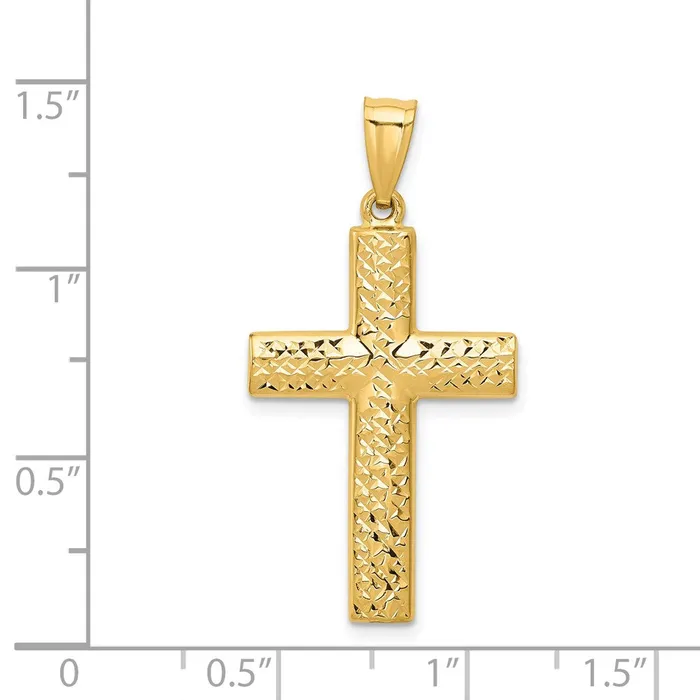 TreasureFineJewelers 14K Reversible TexturedPolished Cross Pendant Necklaces