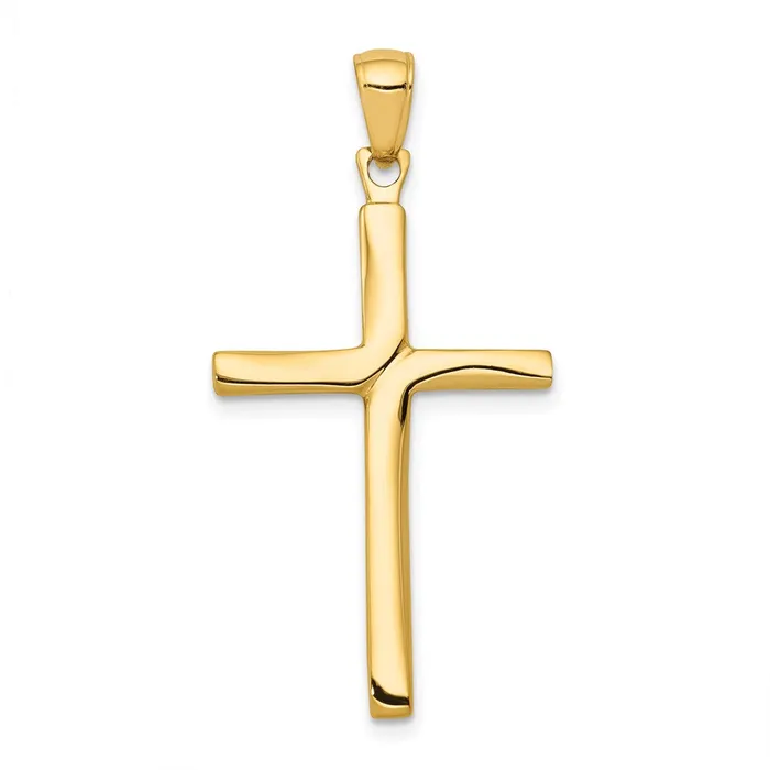 TreasureFineJewelers 14K Satin Finish Accent Stick Cross Pendant Necklaces TreasureFineJewelers 14K Satin Finish Accent Stick Cross Pendant Necklaces