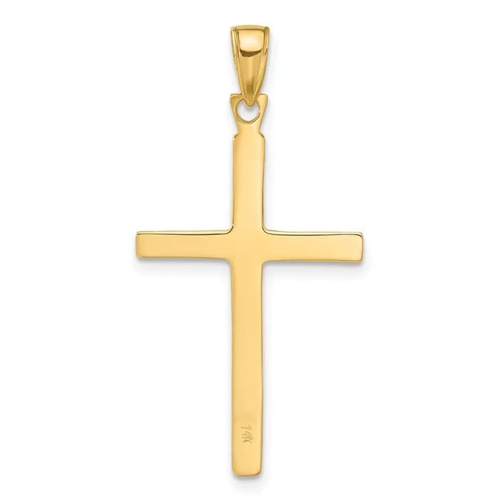 TreasureFineJewelers 14K Satin Finish Accent Stick Cross Pendant Necklaces