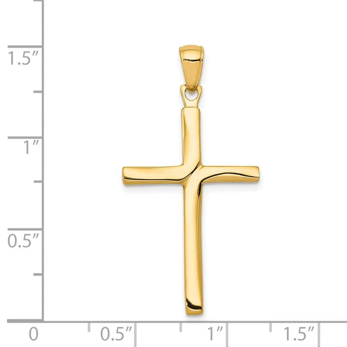 TreasureFineJewelers 14K Satin Finish Accent Stick Cross Pendant Necklaces