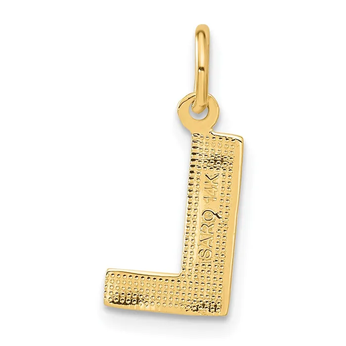 TreasureFineJewelers 14k Yellow Gold Satin Diamondcut Letter L Initial Charm Charm Necklaces