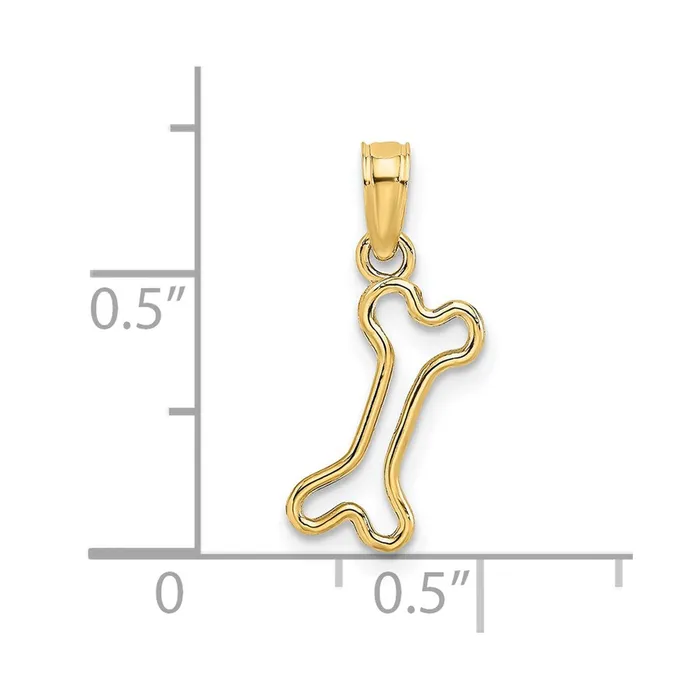 TreasureFineJewelers Charm Necklaces 14K CutOut Polished Mini Dog Bone Charm