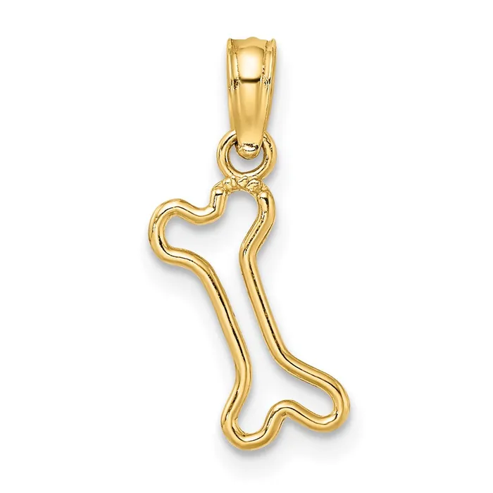 TreasureFineJewelers Charm Necklaces 14K CutOut Polished Mini Dog Bone Charm