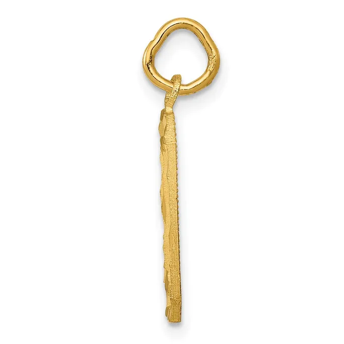 TreasureFineJewelers Charm Necklaces 14k Medium Diamondcut Number 0 Charm