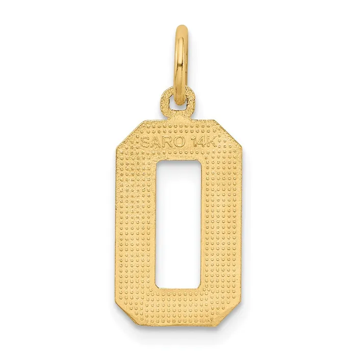 TreasureFineJewelers Charm Necklaces 14k Medium Diamondcut Number 0 Charm