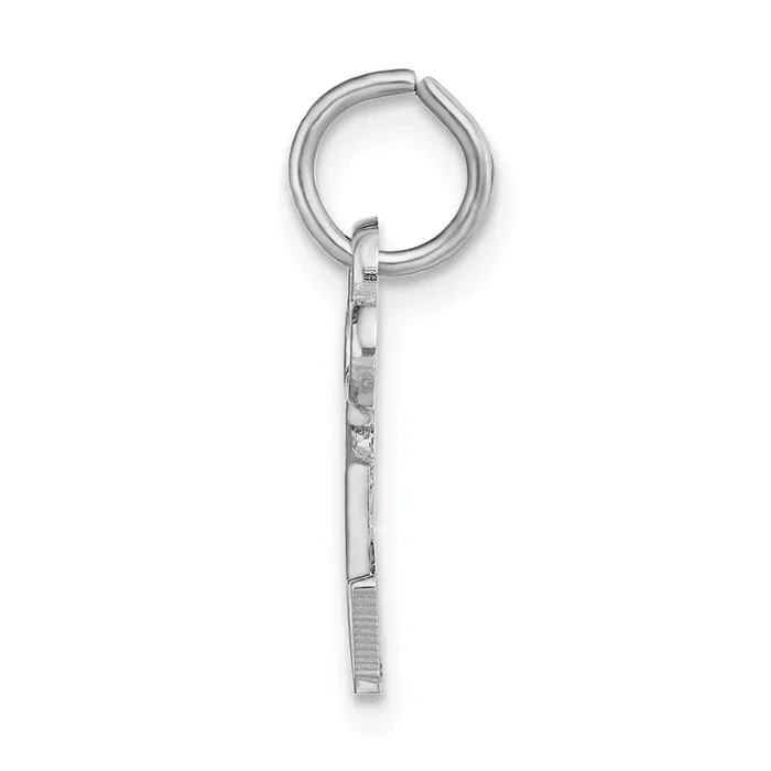 TreasureFineJewelers Charm Necklaces 14K White Gold Key Letter V Initial Charm