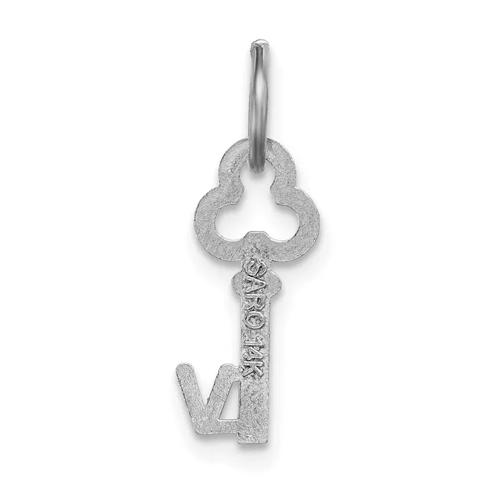 TreasureFineJewelers Charm Necklaces 14K White Gold Key Letter V Initial Charm