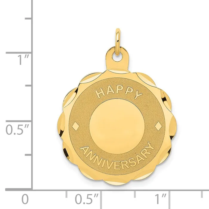 TreasureFineJewelers Charm Necklaces 14k Yellow Gold HAPPY ANNIVERSARY Charm