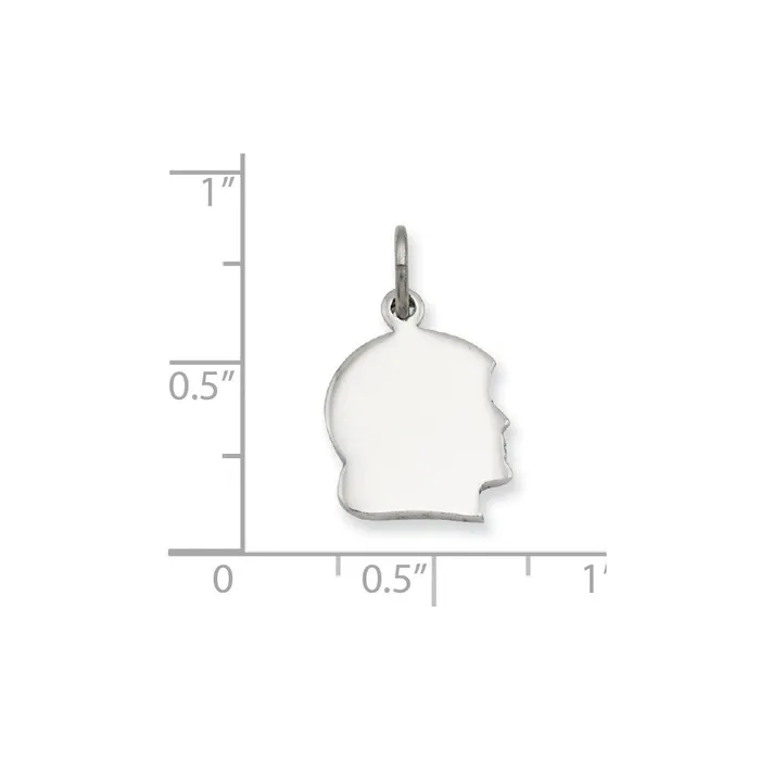 TreasureFineJewelers Charm Necklaces Kelly Waters Rhodiumplated Small Engraveable Girl Head Charm