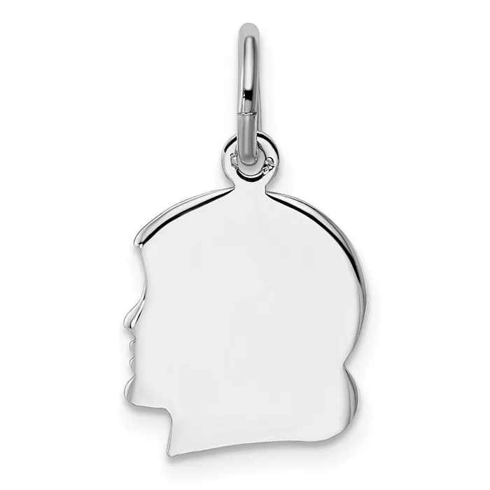 TreasureFineJewelers Charm Necklaces Kelly Waters Rhodiumplated Small Engraveable Girl Head Charm