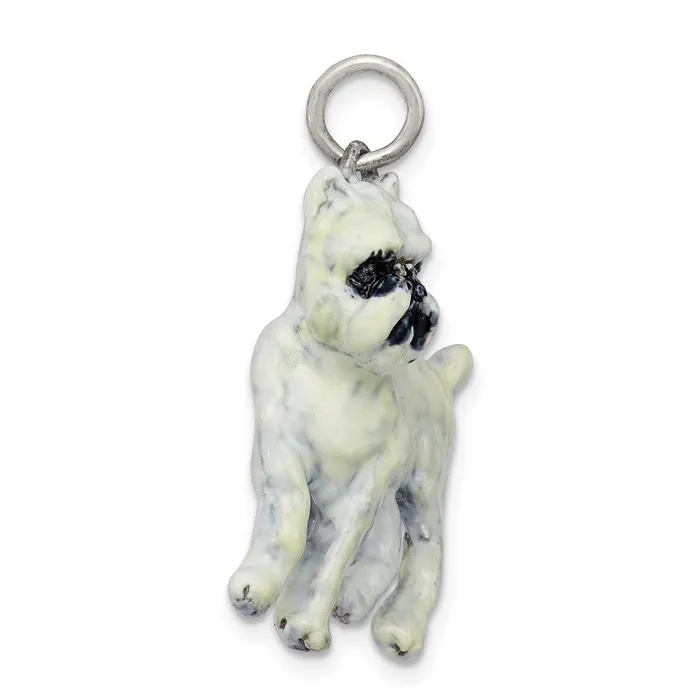 TreasureFineJewelers Charm Necklaces Silver Enamel Brussel Griffon Charm