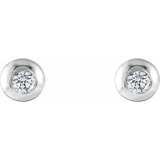 TreasureFineJewelers Earrings Platinum 18 CTW Diamond Domed Stud Earrings