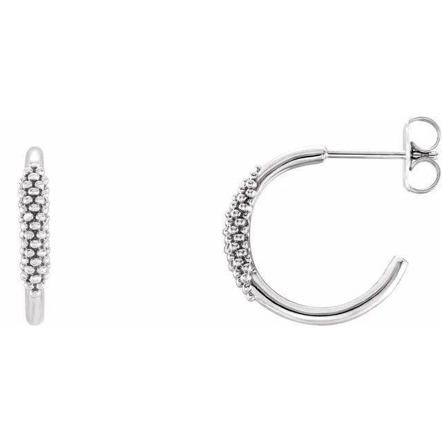 TreasureFineJewelers Earrings Sterling Silver 151 mm Beaded Hoop Earrings TreasureFineJewelers Earrings Sterling Silver 151 mm Beaded Hoop Earrings
