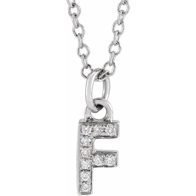 TreasureFineJewelers Necklaces 14K White Gold 04 CTW Natural Diamond Petite Initial F 1618 Necklace TreasureFineJewelers Necklaces 14K White Gold 04 CTW Natural Diamond Petite Initial F 1618 Necklace