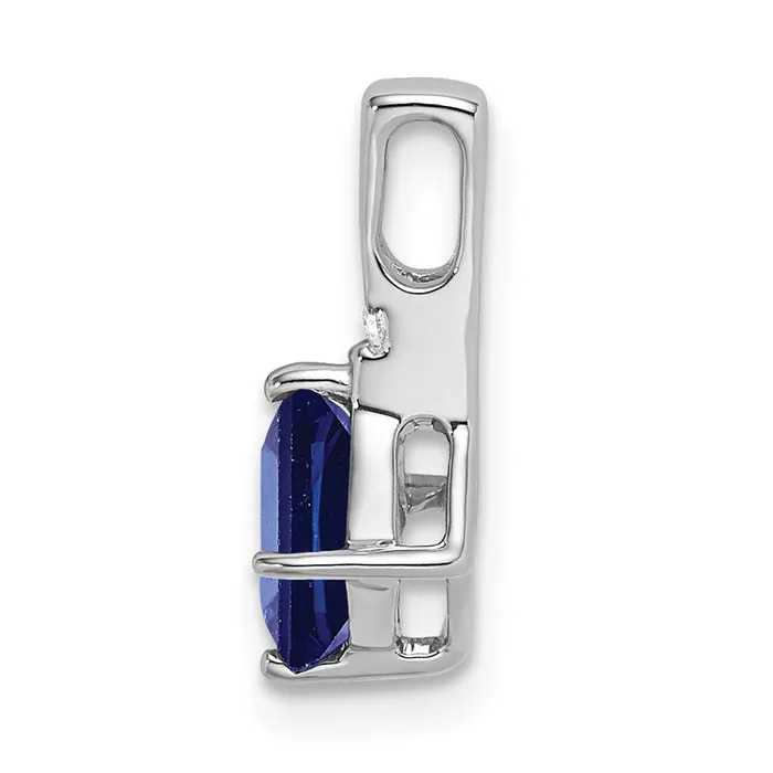 TreasureFineJewelers Necklaces 14k White Gold Cushion Sapphire and Diamond Pendant